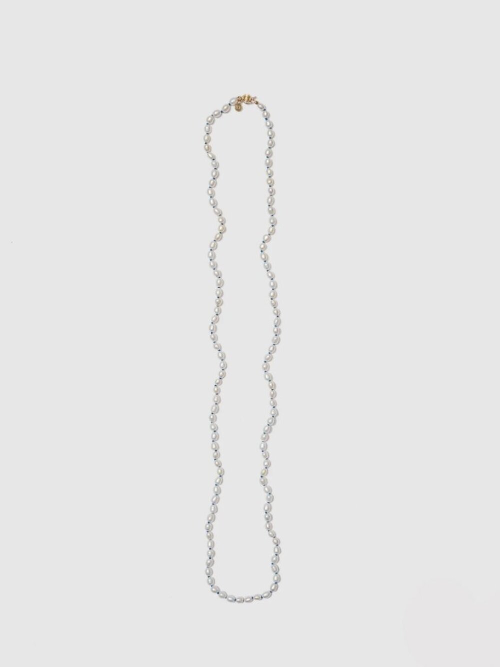 NIB Beatrice Valenzuela  Pearl Brujeria Necklace on blue silk 24"